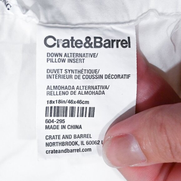 Crate&Barrel Set of 2 Down and Down Alternative Pillows - Square and Rectangle - Picture 7 of 11